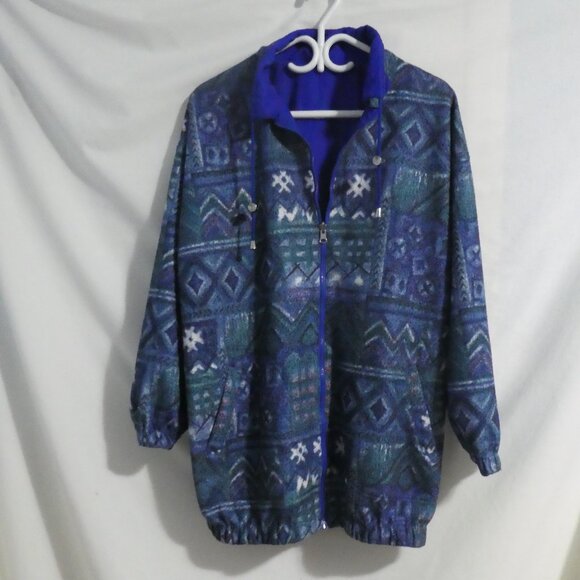 Vintage | OUTBROOK | ladies medium | Blue Reversible Nylon / Fleece Jacket - Picture 3 of 16